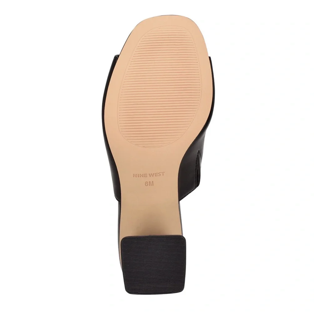 NWT Nine West Wylow Heeled Slide Sandals Blue Denim Size 9.5 - Picture 3 of 3